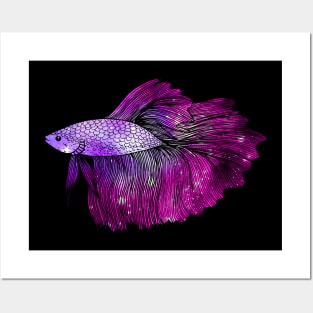 Pink Betta Fish Galaxy Posters and Art